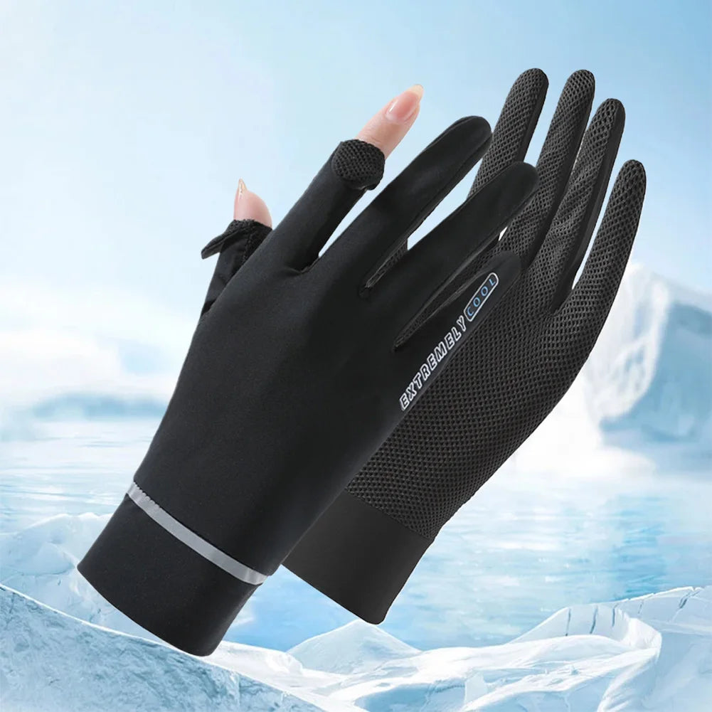 Lady Sunscreen Ice Silk Gloves Summer Sun Protection Gloves Thin Cycling Gloves for Golf Driving Riding Fishing Hiking for Women