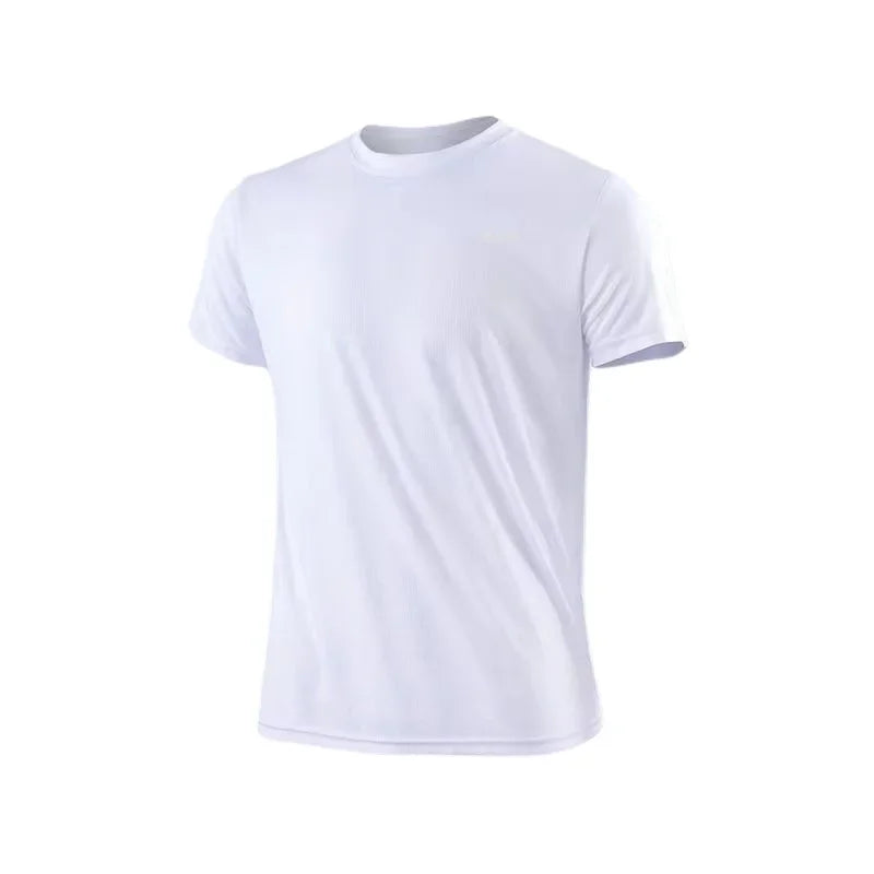 Summer Ice Silk Short Sleeve T-Shirt Men New Quick Dry Breathable Air Conditioning Outdoor Sun Protection Running Outer Wear