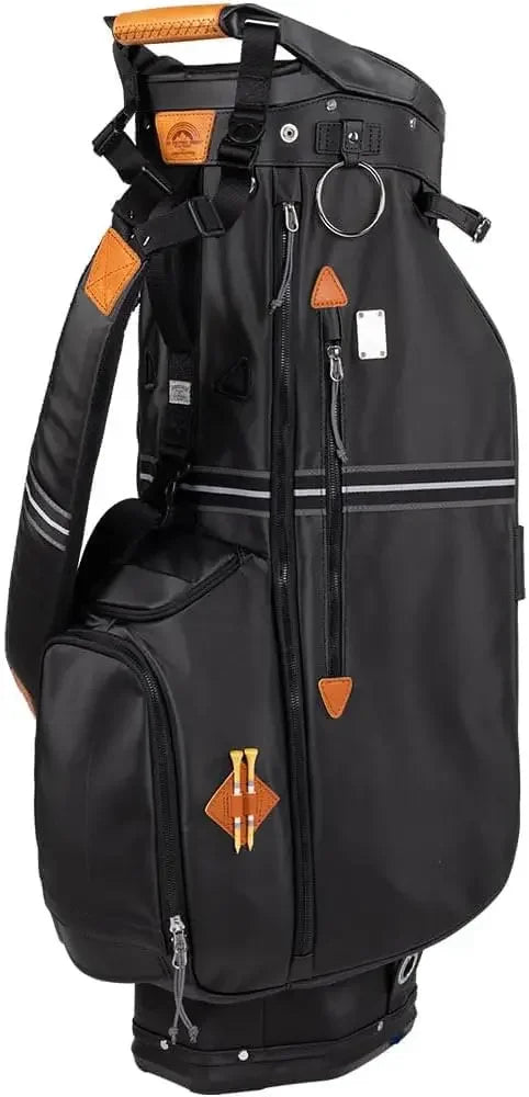 Mid-Stripe 4-Way Cart Bag - Durable and Comfortable Golf Cart Bag with Eight Pockets for Storage - Features a Chrome Customized