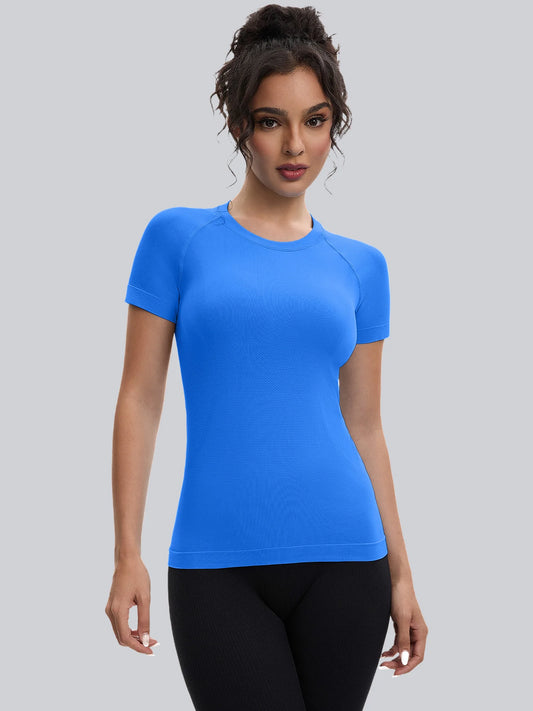 Women's Casual Short Sleeve Round Neck Knitted Fabric T-Shirt for Everyday Wear