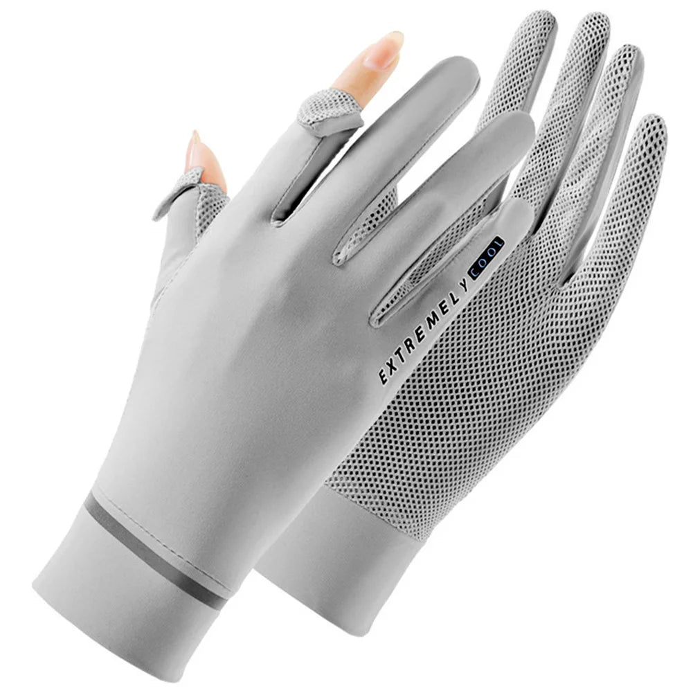 Lady Sunscreen Ice Silk Gloves Summer Sun Protection Gloves Thin Cycling Gloves for Golf Driving Riding Fishing Hiking for Women