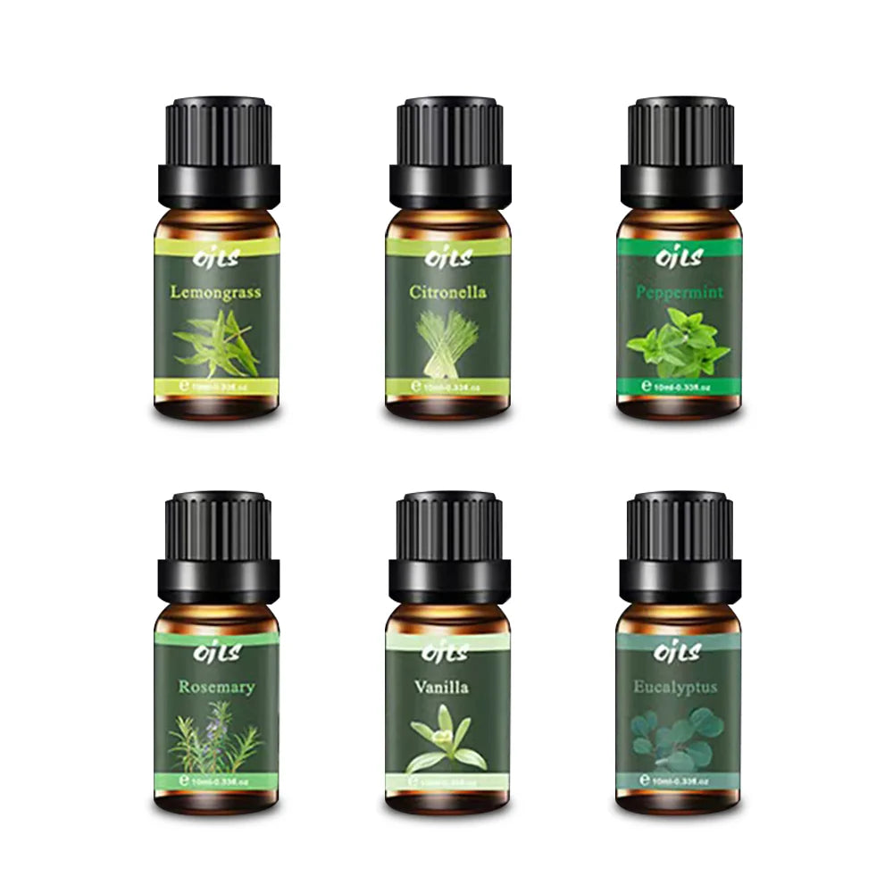 Essential Oil Kit with 6 Fragrance Oils for Diffuser (Includes Eucalyptus,Vanille,Citronella,Lemonggrass,Rosemary,Peppermint)