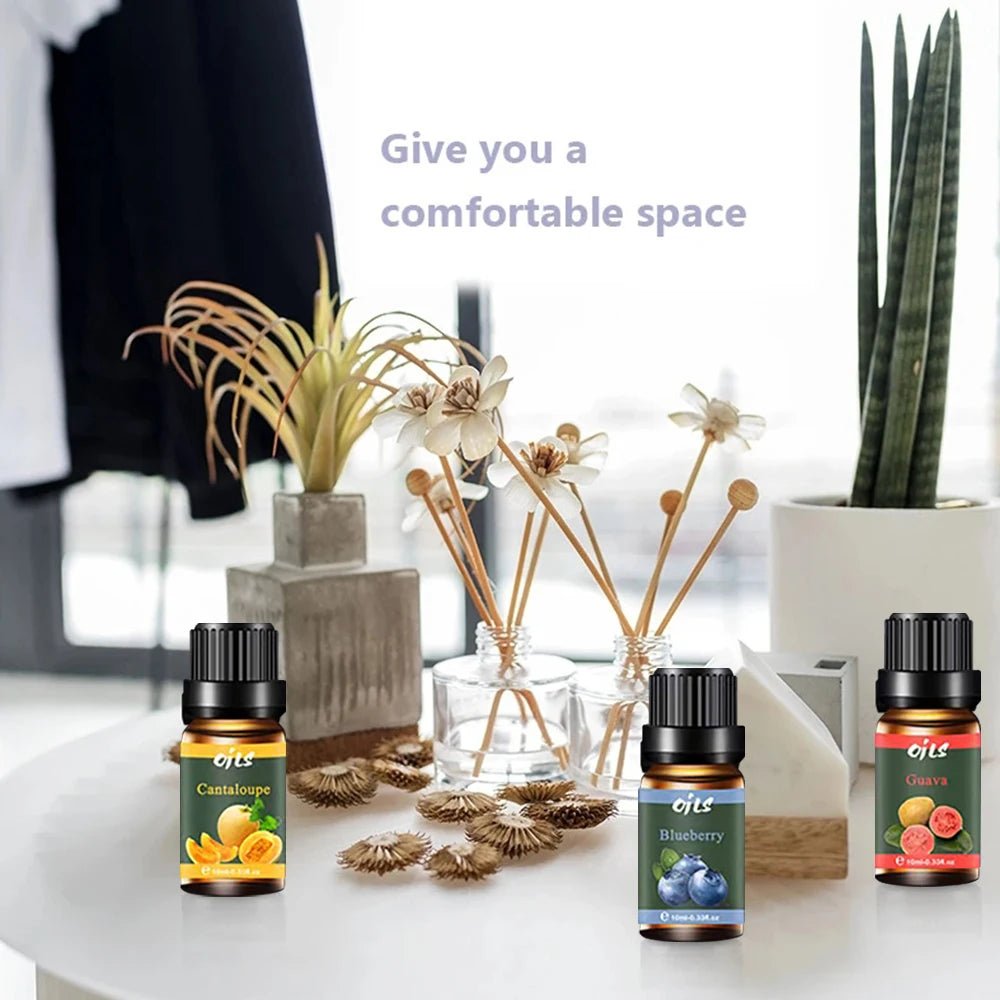 6-Piece Essential Oil Set with 6 Fragrance Options -Oils for Aromatherapy, Used For Diffuser Aroma Relax (Includes Cantaloupe,Gu