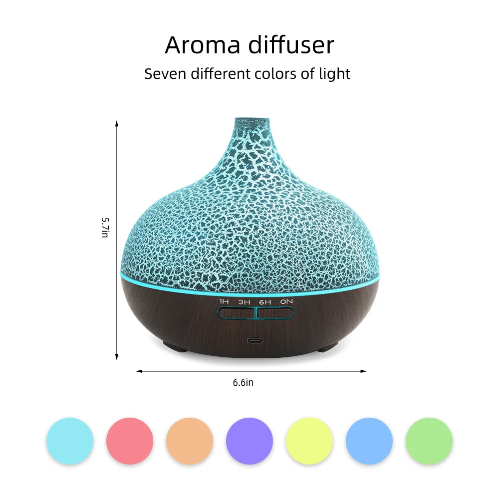 550ml Aromatherapy Diffuser  Crack Design, Auto Shut Off, Ultra Quiet for Home & Sleep