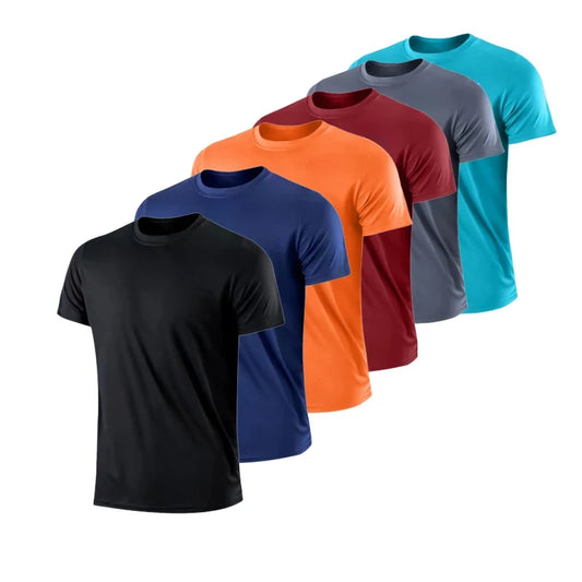 Summer Ice Silk Short Sleeve T-Shirt Men ,New Quick Dry, Breathable, Outdoor Sun Protection Running Outer Wear