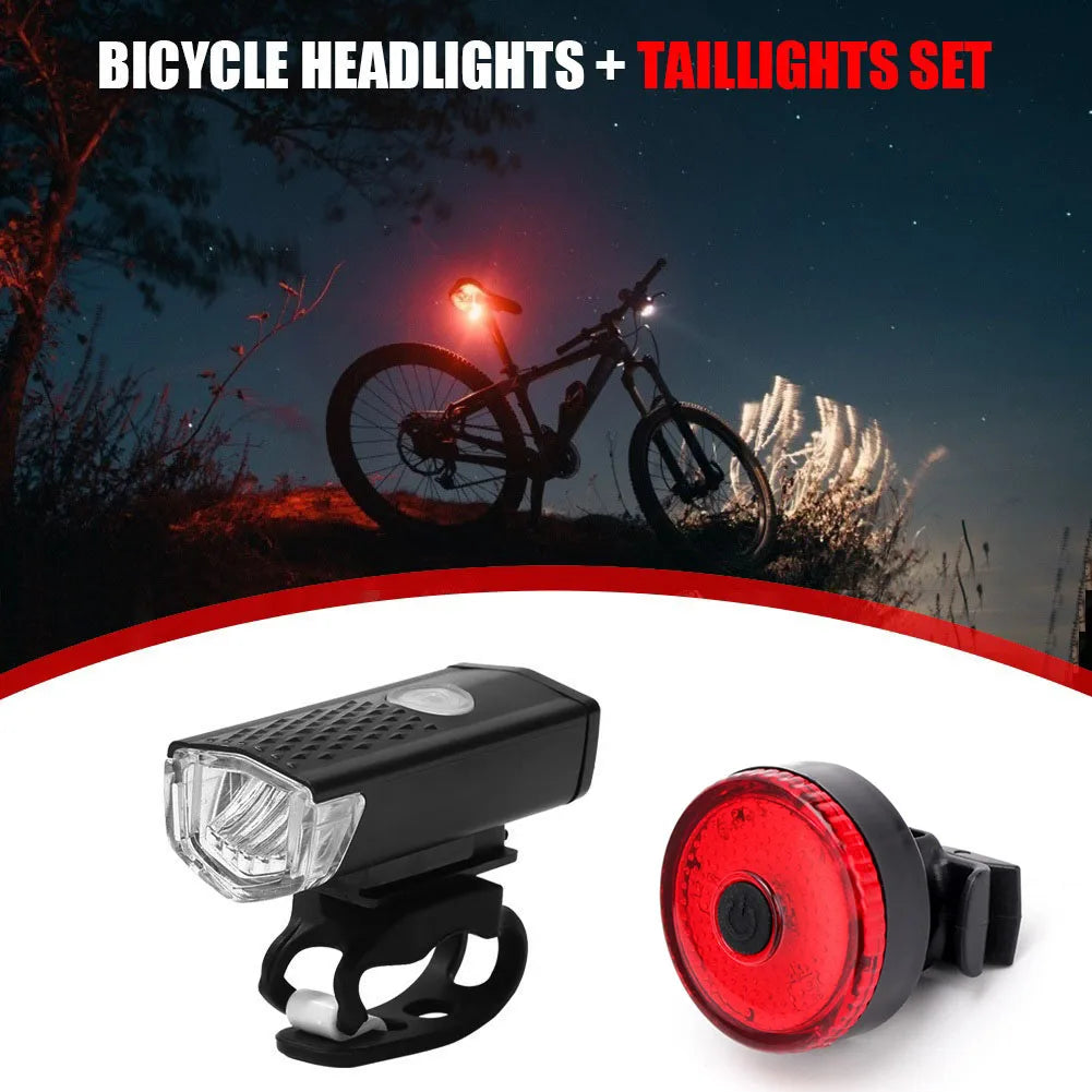 Bike Tail Light & Headlight Bike Rear Light Rechargeable Bike Front Light 3 Modes LED Riding Warning Light for Outdoor Cycling