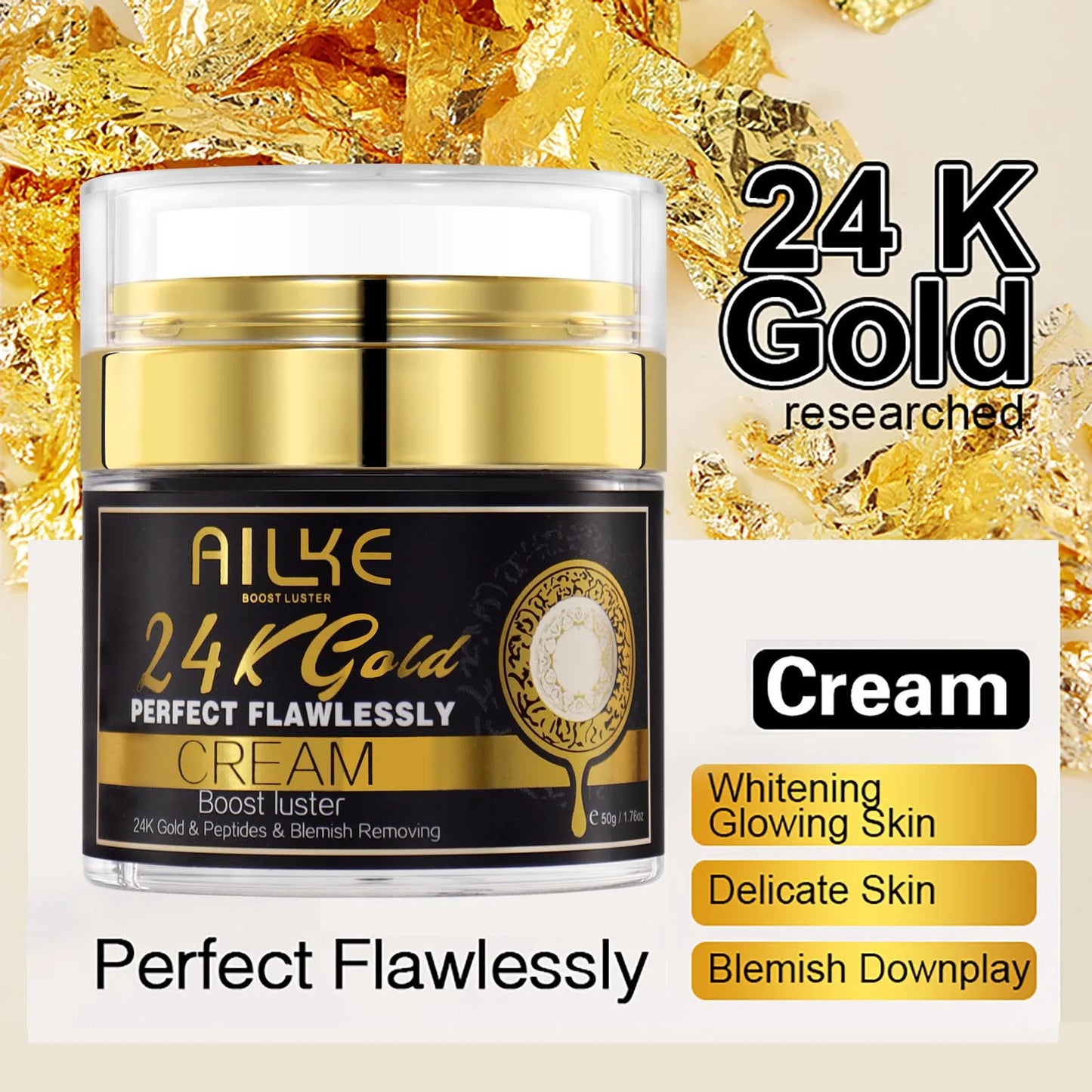 Ailke 24K Gold Collagen Cream Joint Removing Dark Spot Strong Whitening Face Anti Aging Skin Care Set