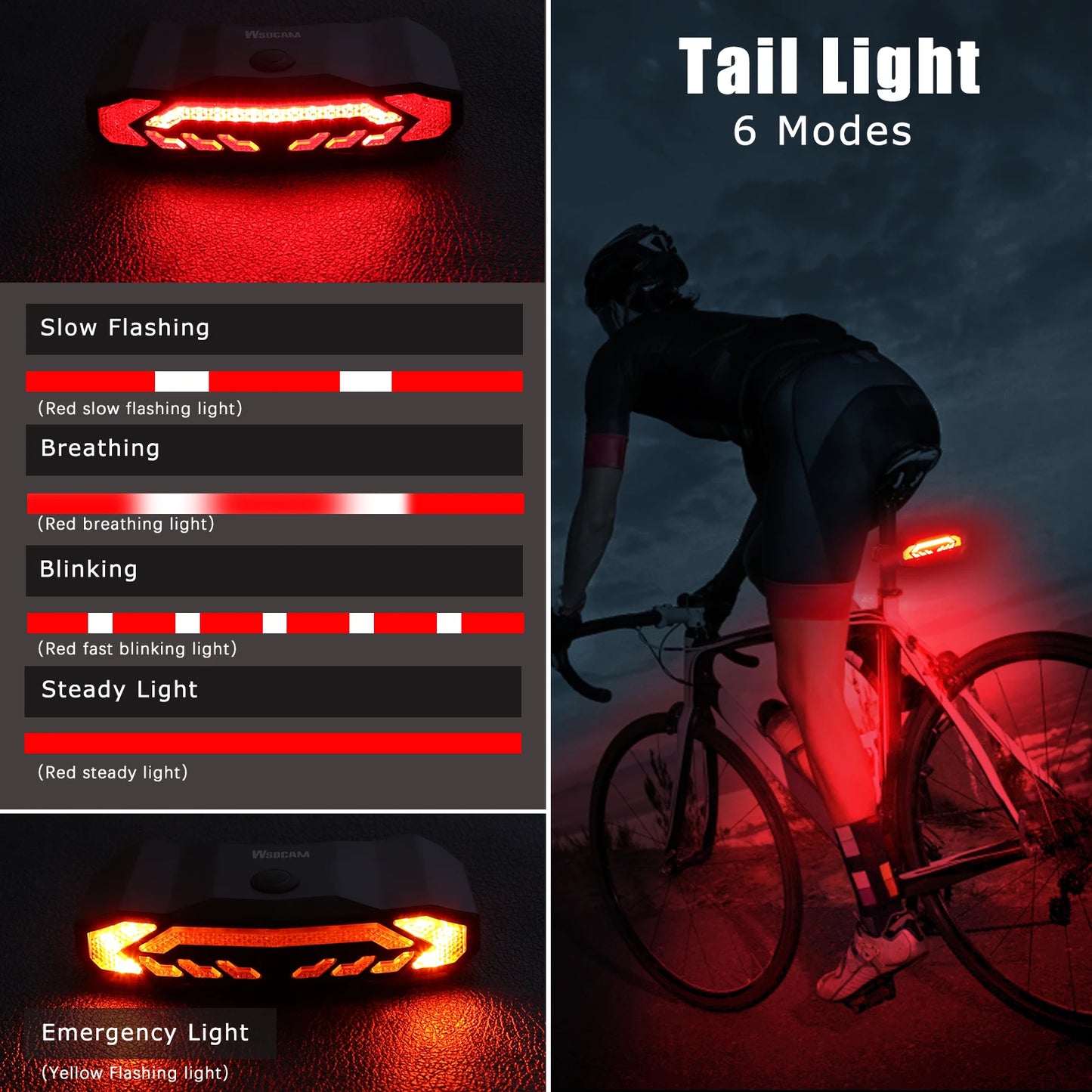 Elecpow Smart Bike Taillight Bike Anti Theft Alarm Horn With Remote Rechargeable Waterproof Bicycle Rear Lamp With Turn Signals