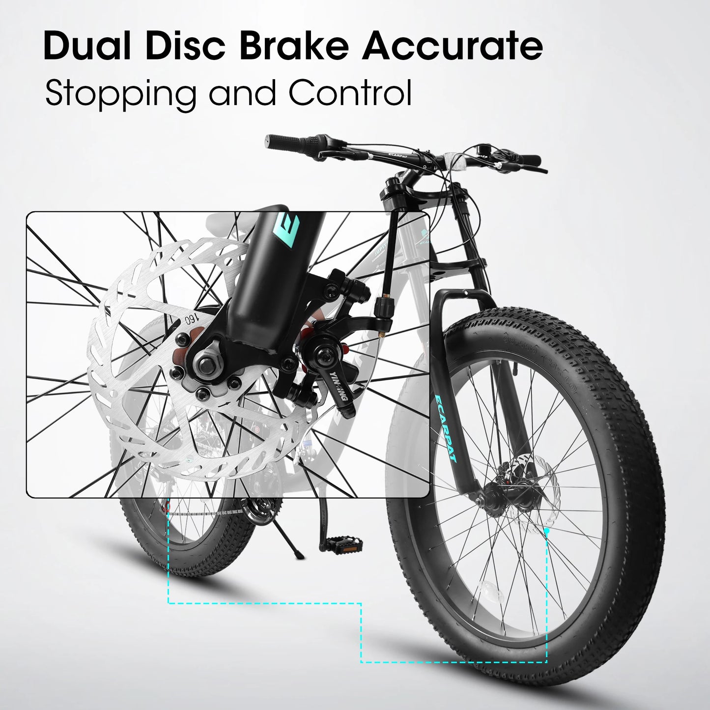 26 inch Mountain Bike, Full-Suspension 21 Speeds Drivetrain with Disc-Brake MTB Bicycle, 26*4" Fat tire Bike for Men or Women.