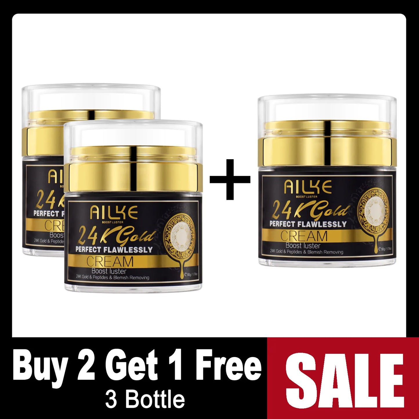 Ailke 24K Gold Collagen Cream Joint Removing Dark Spot Strong Whitening Face Anti Aging Skin Care Set