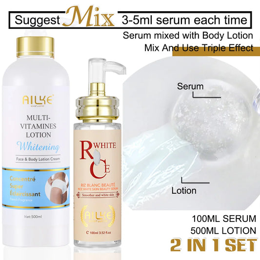 AILKE Multi-Vitamin Body Lotion, Whiten, Brighten, Removes Dark Spots, Moisturizes, Smoothes & antioxidant, for Private Logo