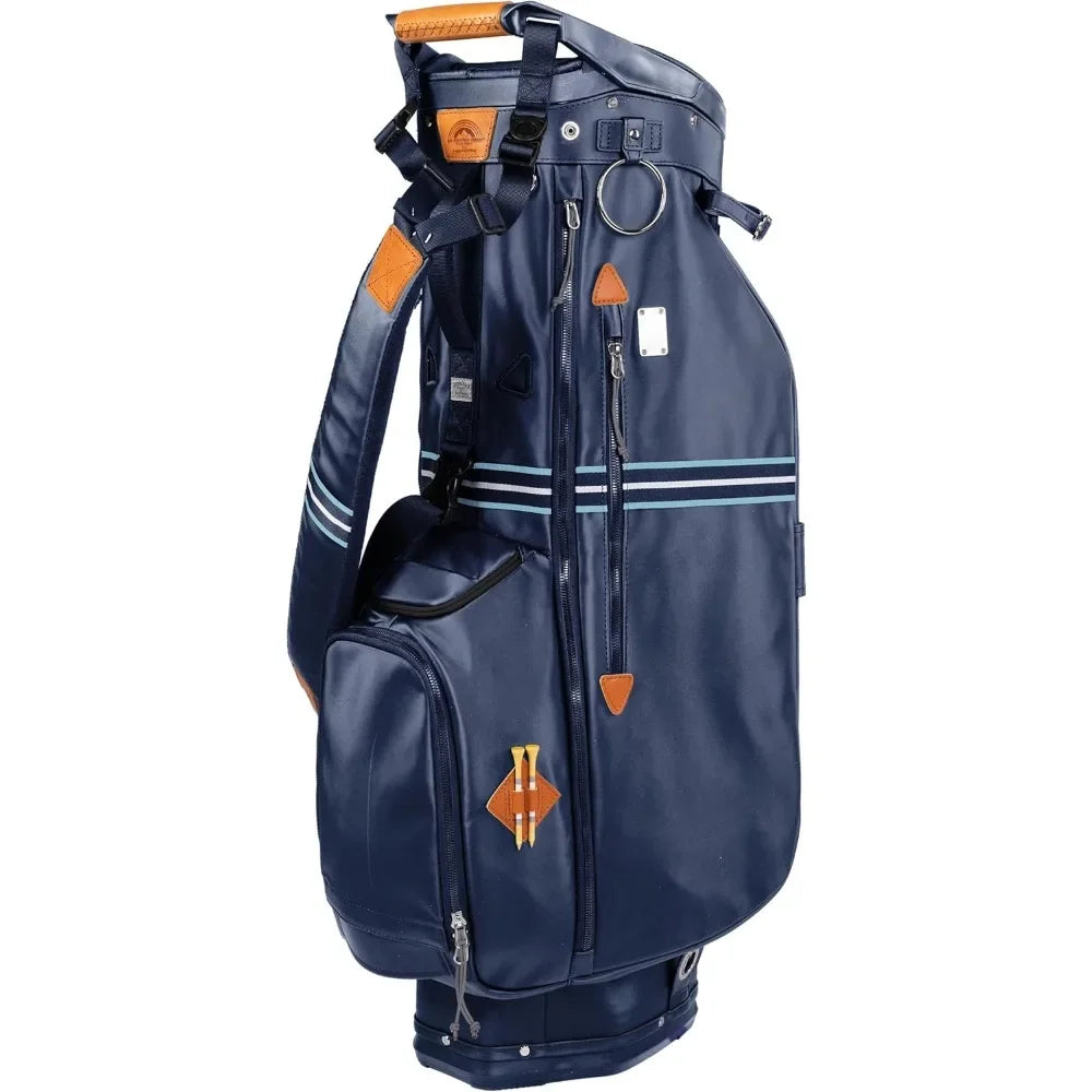 Mid-Stripe 4-Way Cart Bag - Durable and Comfortable Golf Cart Bag with Eight Pockets for Storage - Features a Chrome Customized