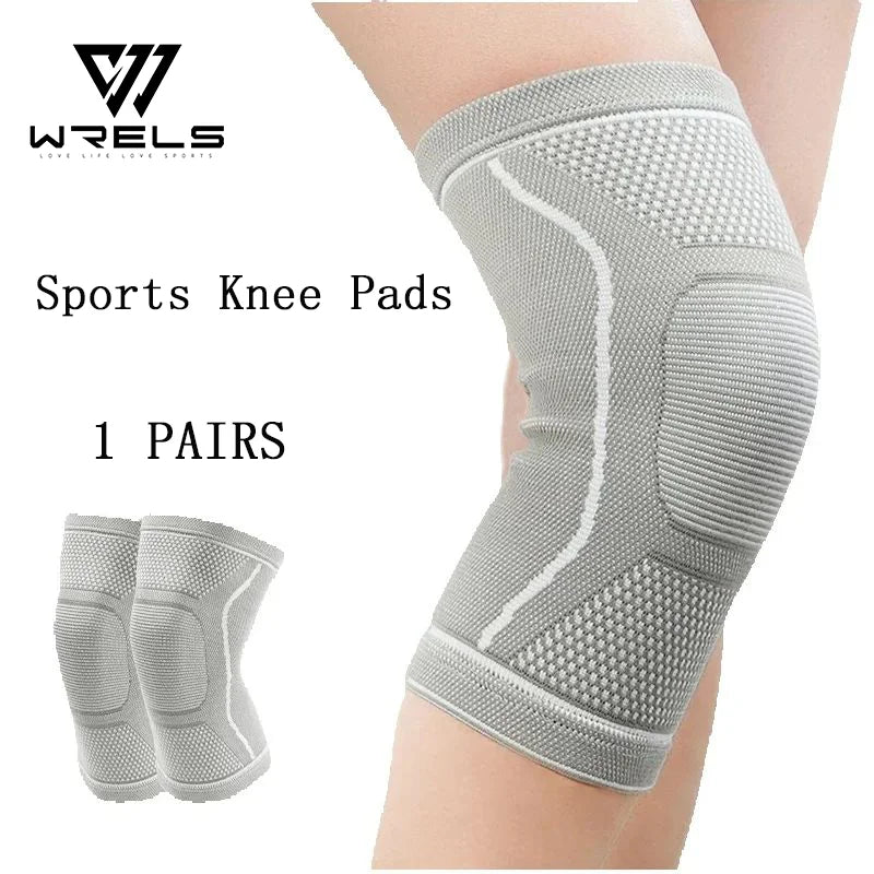 1Pair Sports Knee Pads Breathable Stablized Patellar Knee Warmer Shock Reducing Elastic Anti-slip Fitness Gym Knee Protection
