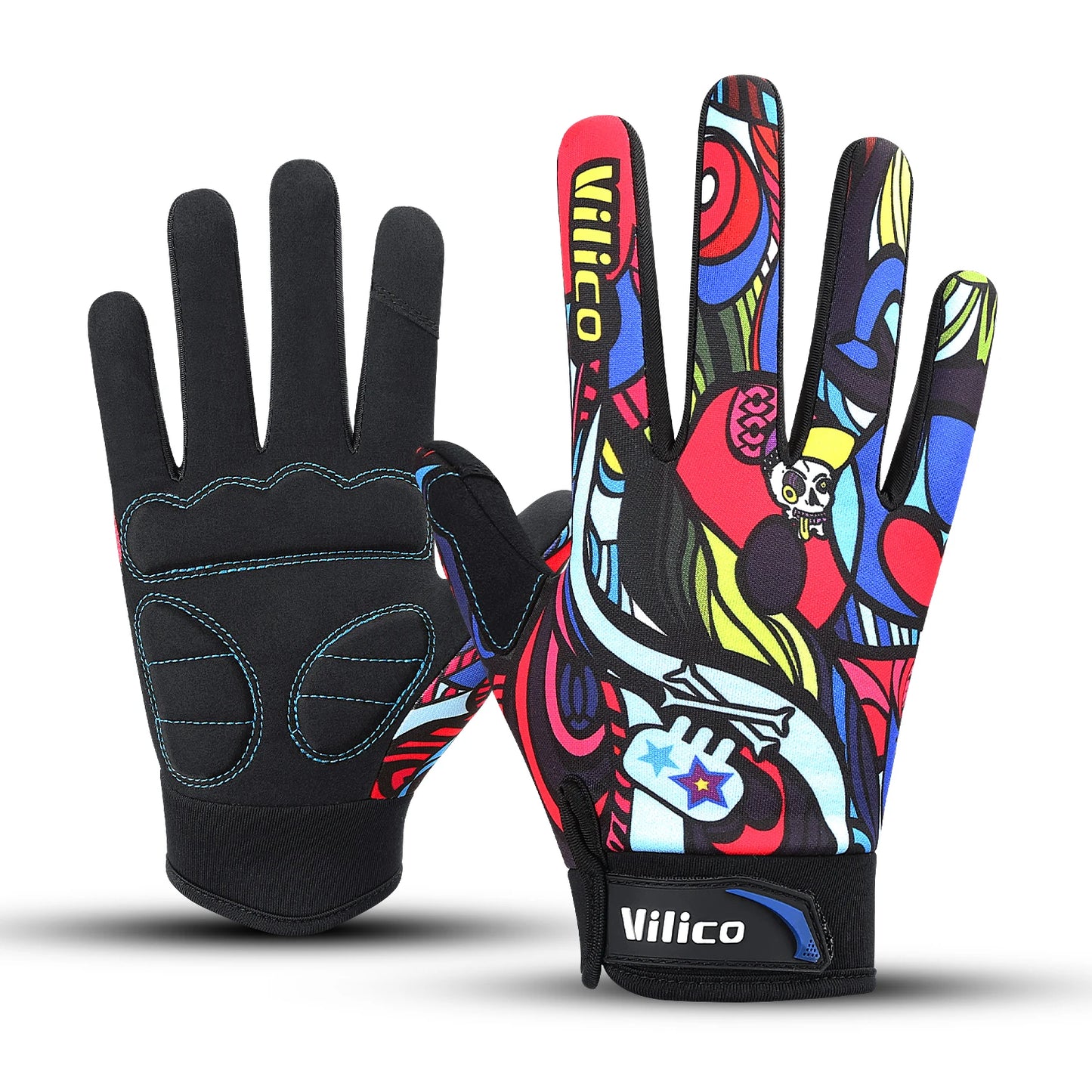Print Cycling Gloves Bike Bicycle Sports Full Finger Hiking Gloves Mesh Winter Gloves Women
