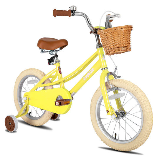 US warehouse JOYSTAR Girls Bike for 2-12 Toddlers & Kids, 12" 14" 16" 20" with Training Wheels, Basket & Kickstand, Retro Style