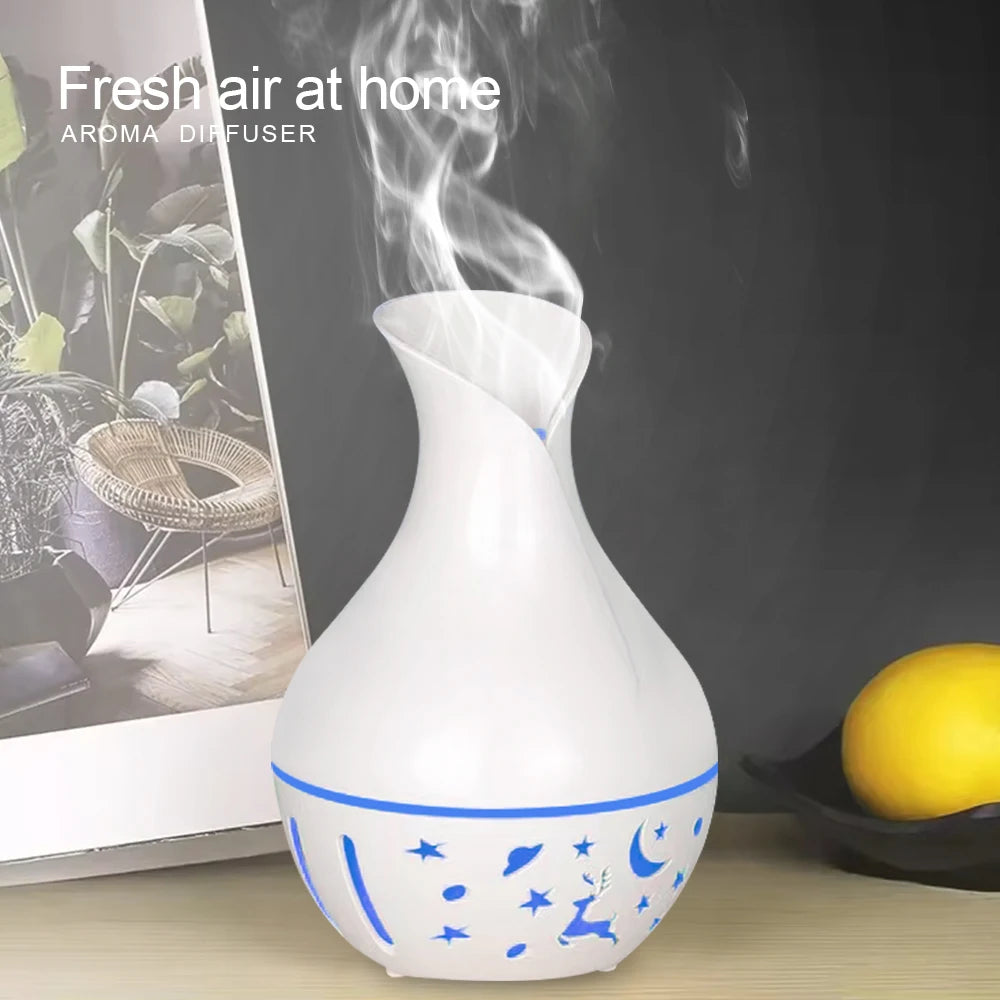 Mini Ultrasonic Aroma Diffuser LED Night Light Electric Essential Oil Diffuser aromatherapy HOME,Includes two bottles of essenti