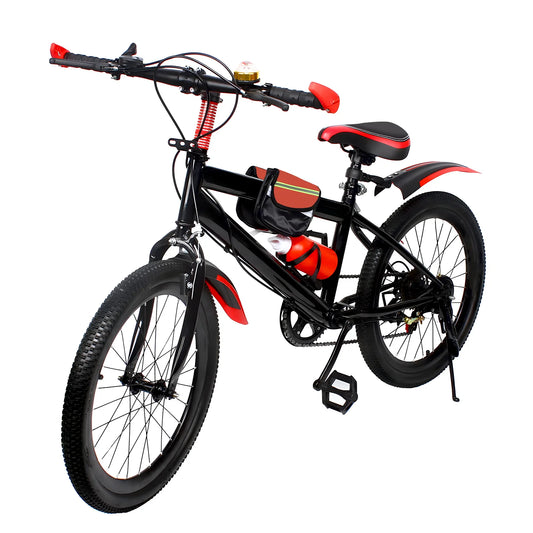20 Inch Kids Bike Children Bicycle for Boys Girls Ages 8-12 Years Old, MTB Mountain Bike 7 Speed City Bike, GREEB/RED