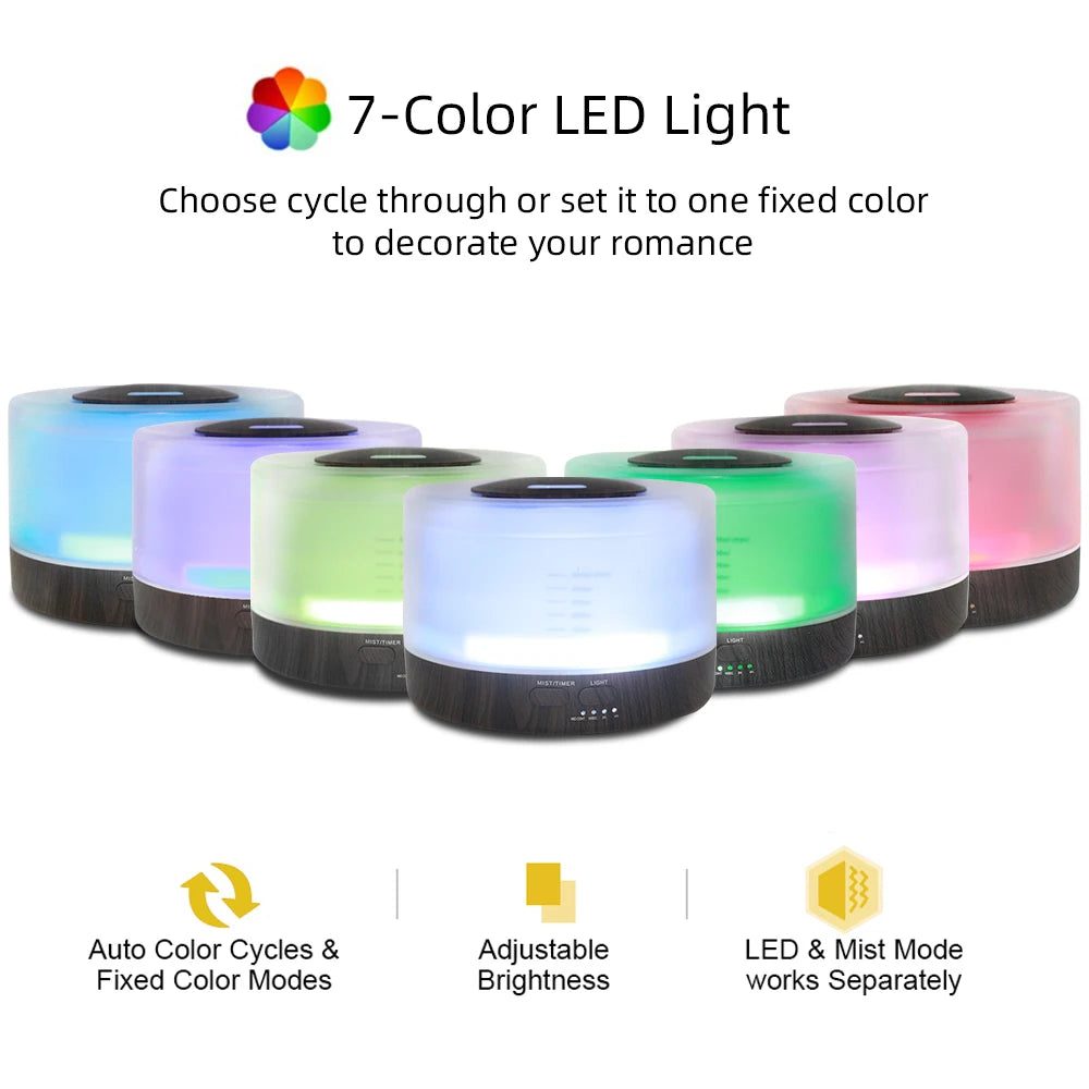 16.91oz Oil Diffuser  Relaxing Aromatherapy, Air Humidification, Mood Lighting & Auto Safety Shut-Off (6 Oils Included)
