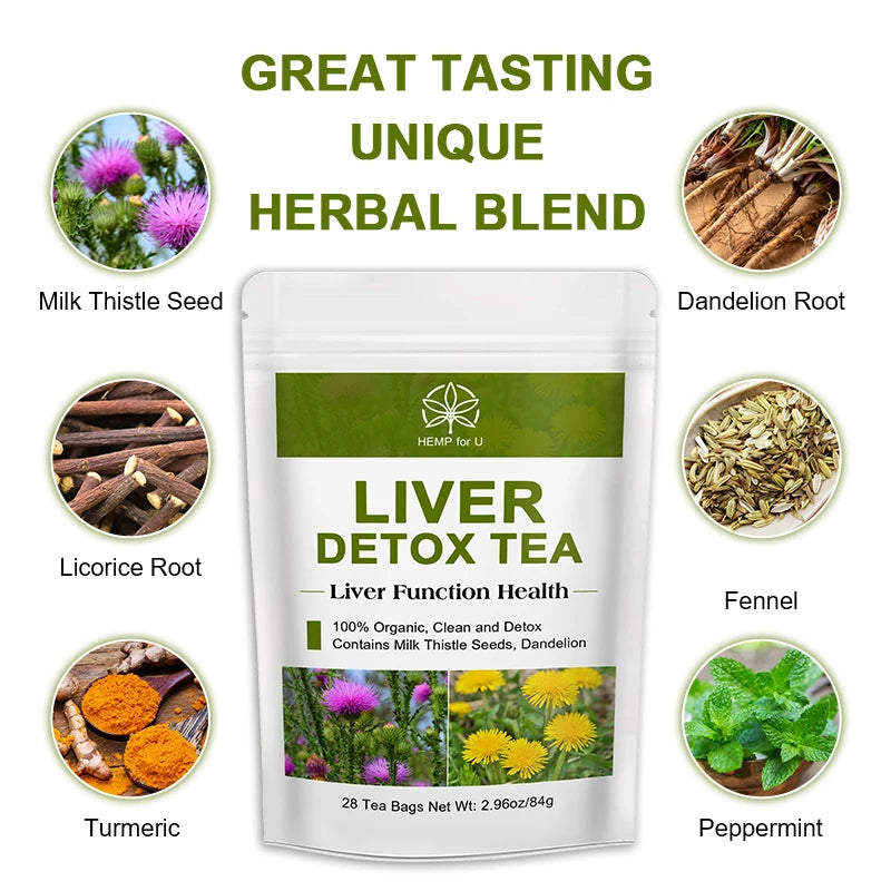 100% Liver Detox Drink Contains Natural Plants Milk Thistle and Dandelion Support Liver Health, Cleanse and Relieve Bad Breath
