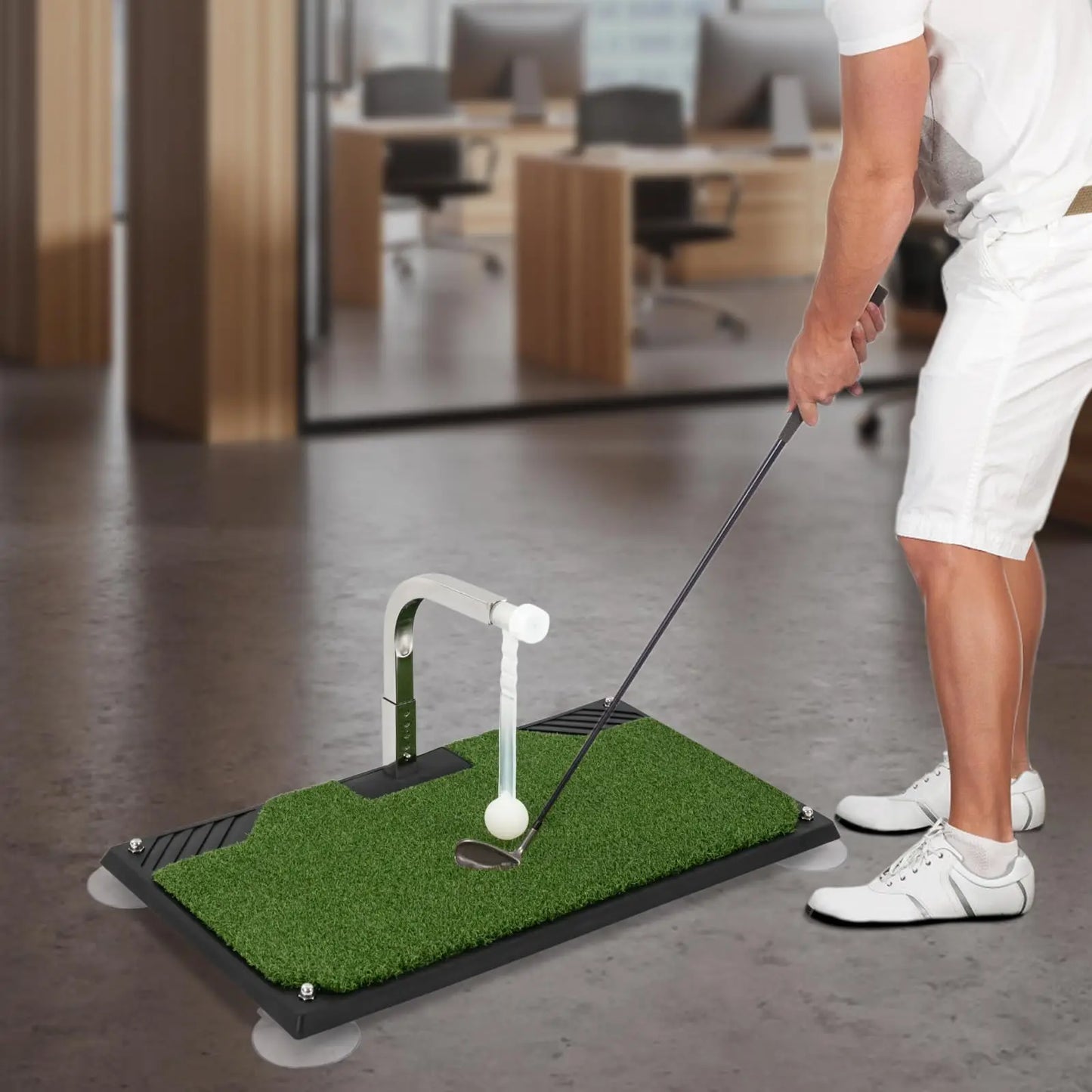 Golf Swing Trainer with 5 Gears Height Adjustable Ball Mount, 360 °   Rotating Auto