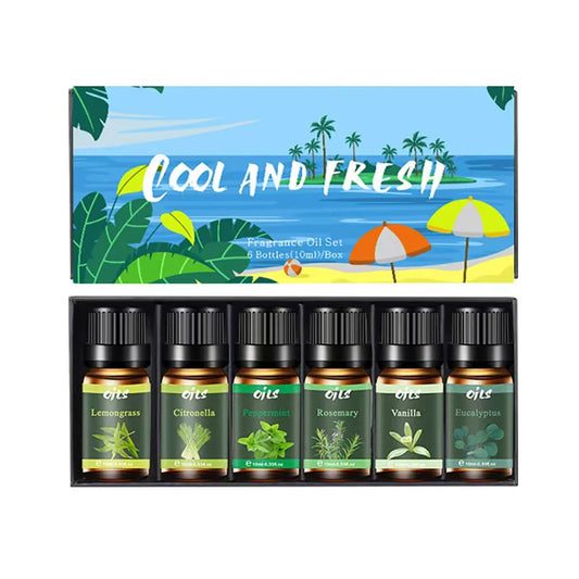 Essential Oil Kit with 6 Fragrance Oils for Diffuser (Includes Eucalyptus,Vanille,Citronella,Lemonggrass,Rosemary,Peppermint)