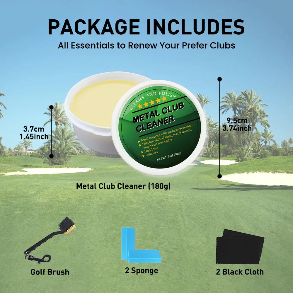 Golf Iron Polishing Kit Club Cleaner Polish Cleaning Solution Golf Club Care Set Golf Brush Cleaner Sponge Value Pack