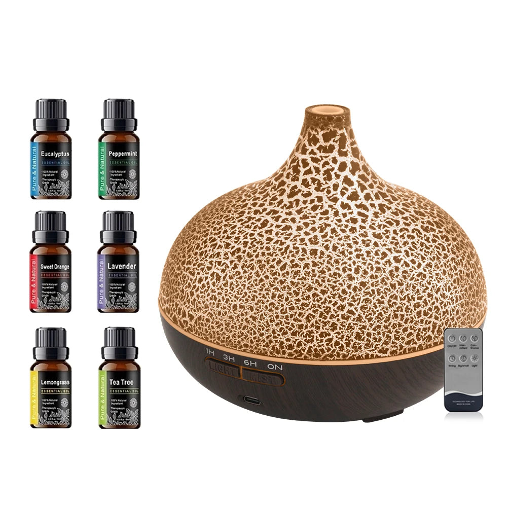 550ml Aromatherapy Diffuser  Crack Design, Auto Shut Off, Ultra Quiet for Home & Sleep