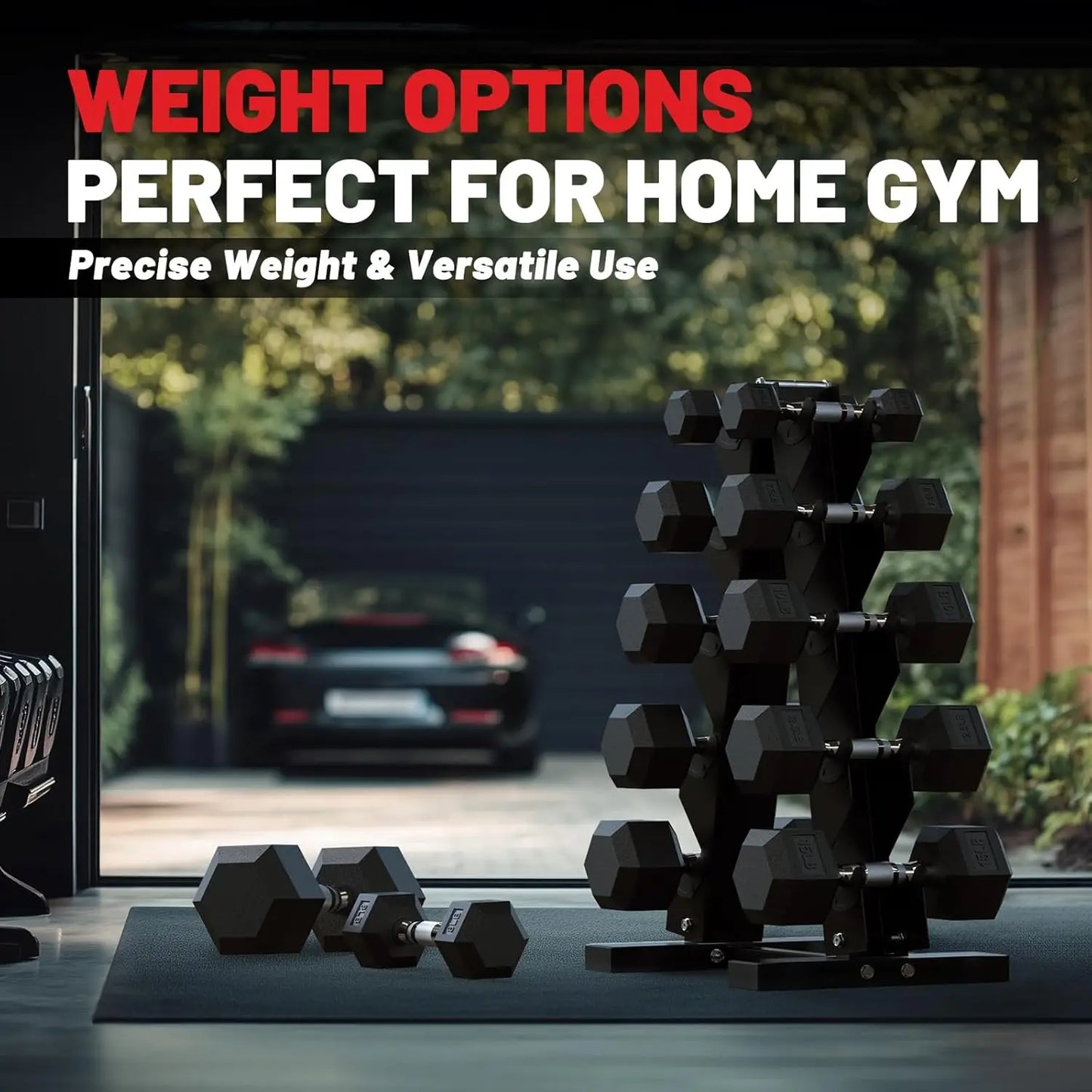 Hex Dumbbell Sets with Rack, 60-550lb Rubber Coated Weight Set and Storage, Multiple Options for Strength Training