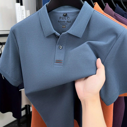 1 piece of high-quality cotton polo shirt for middle-aged and young people, trendy T-shirt for business and leisure, sweat wicking