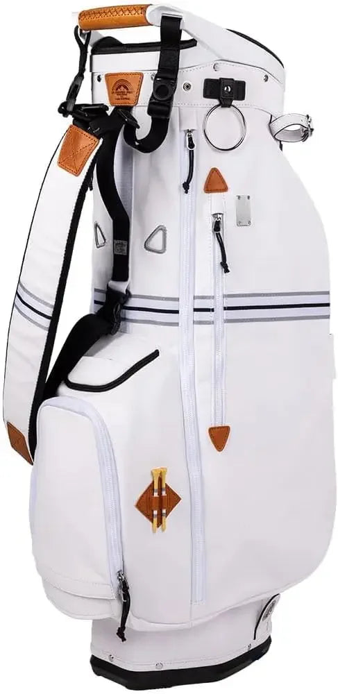 Mid-Stripe 4-Way Cart Bag - Durable and Comfortable Golf Cart Bag with Eight Pockets for Storage - Features a Chrome Customized