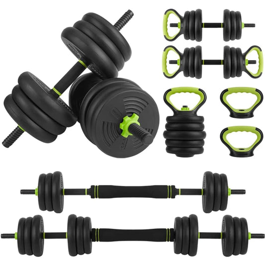 4 in 1 Adjustable Dumbbell Set, 44LBS Free Weight Set Used as Dumbbell, Barbell, Kettlebell and Push-up, Home Gym Fitness