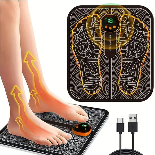 EMS Foot Massager for Muscle Relaxation,LCD Display Screen,Back Massager & Legs Massager Pad with Remote Control