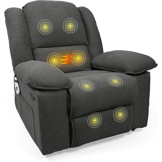 Rocker Recliner Chair for Adults - Massage Rocker Recliner Chair w/Heat & Vibration, 270° Swivel Glider Single Sofa fo