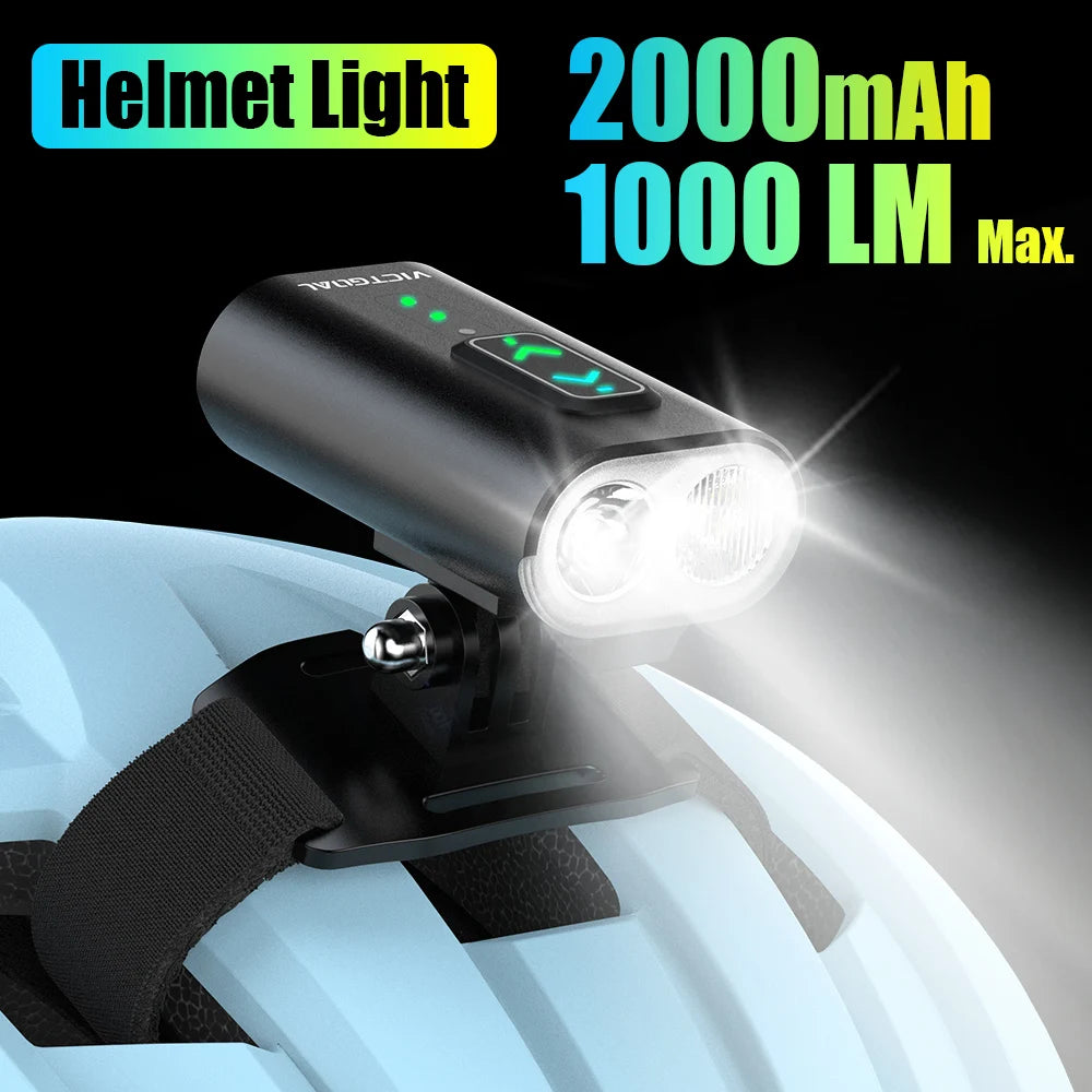 VICTGOAL 1000LM Bike Light Waterproof Rechargeable Bright Bicycle Headlight, Helmet & Handlebar Light for Night Safety Cycling