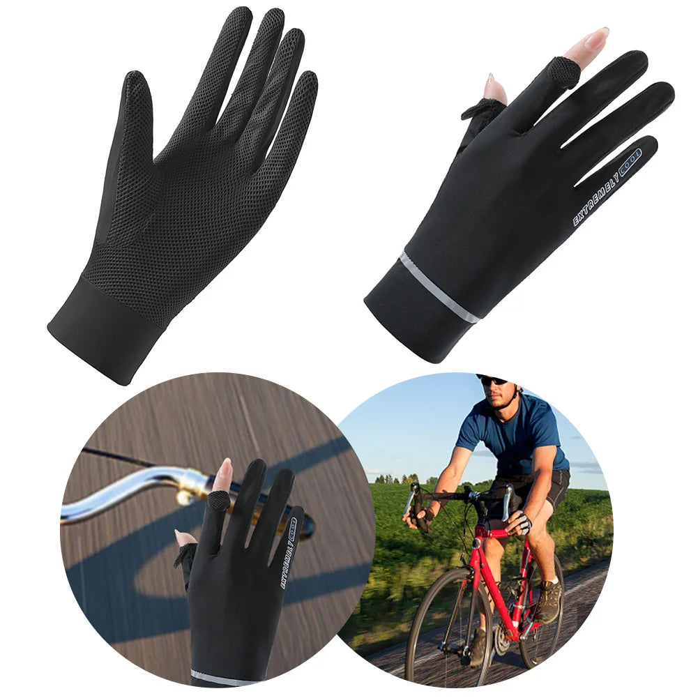 Lady Sunscreen Ice Silk Gloves Summer Sun Protection Gloves Thin Cycling Gloves for Golf Driving Riding Fishing Hiking for Women
