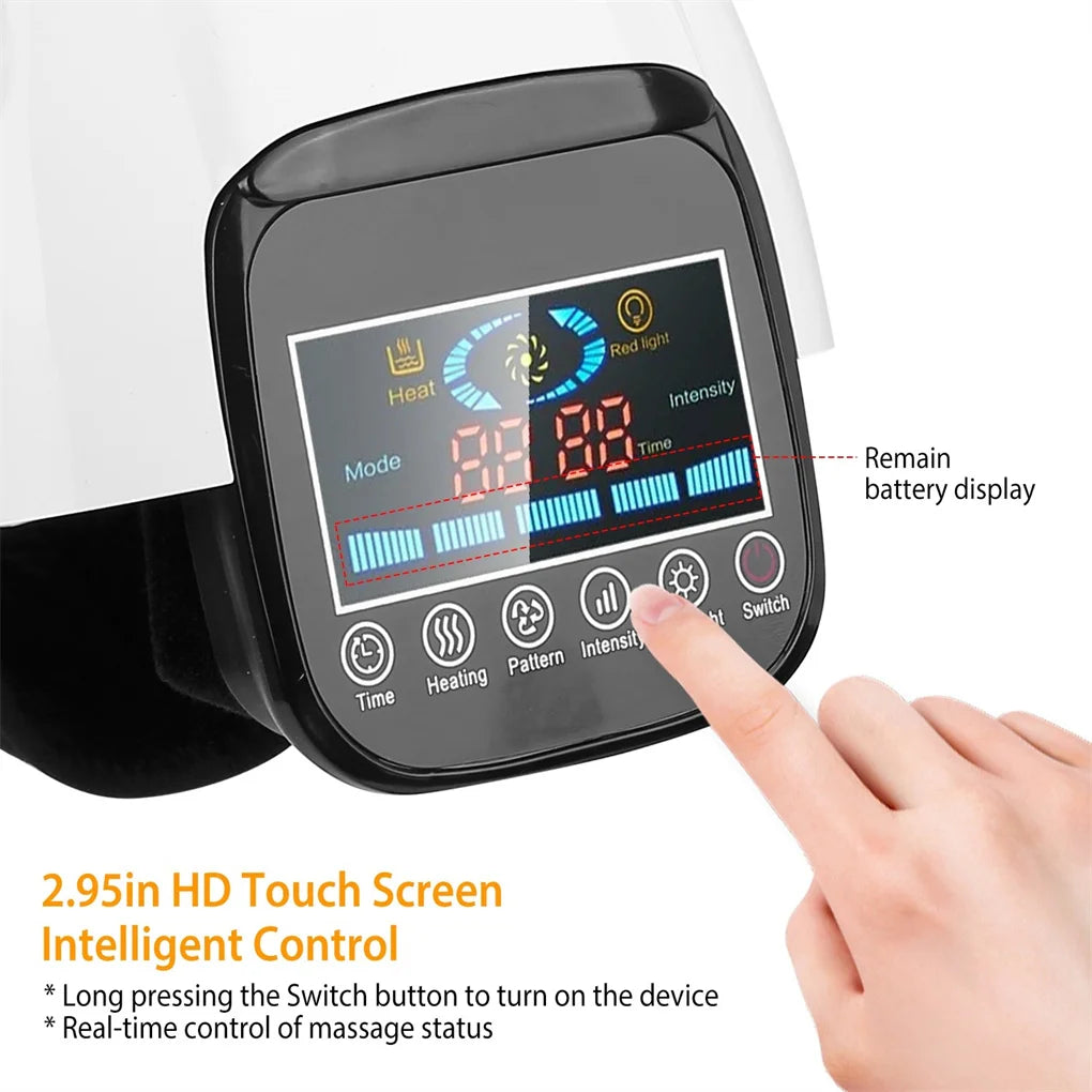 Knee Massager - Air Bag Multi-Frequency Vibration & Heating Function, HD Screen Control, Rechargeable USB, Adjustable Strap