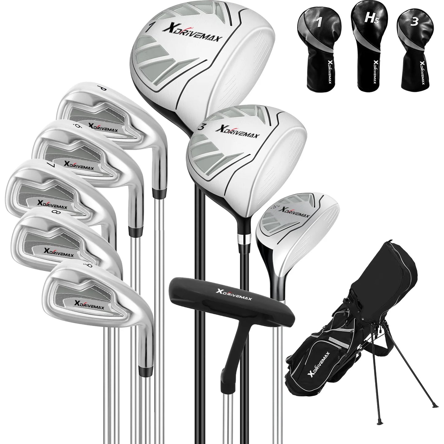 XDriveMax 10 Pieces Complete Mens Golf Clubs Set Right Hand for Men Women Includes Stand Bag