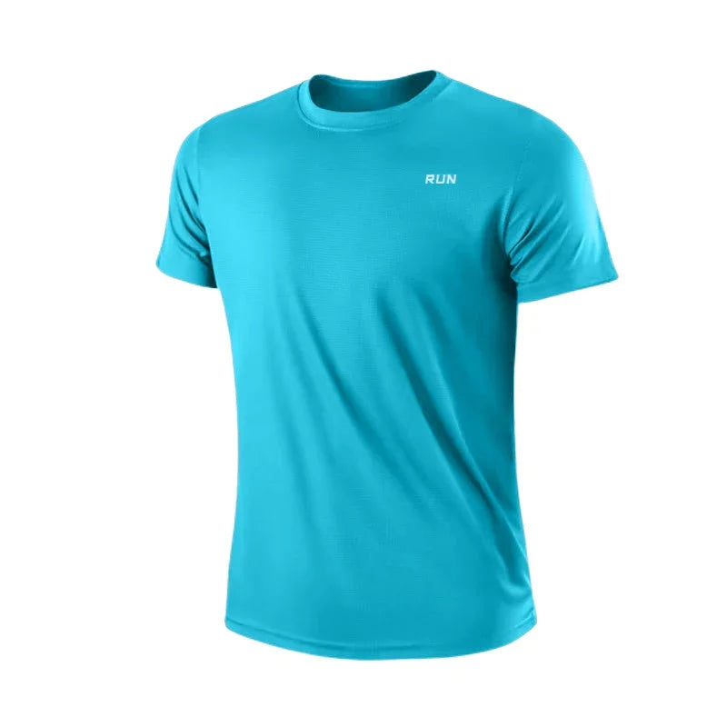 Summer Ice Silk Short Sleeve T-Shirt Men New Quick Dry Breathable Air Conditioning Outdoor Sun Protection Running Outer Wear