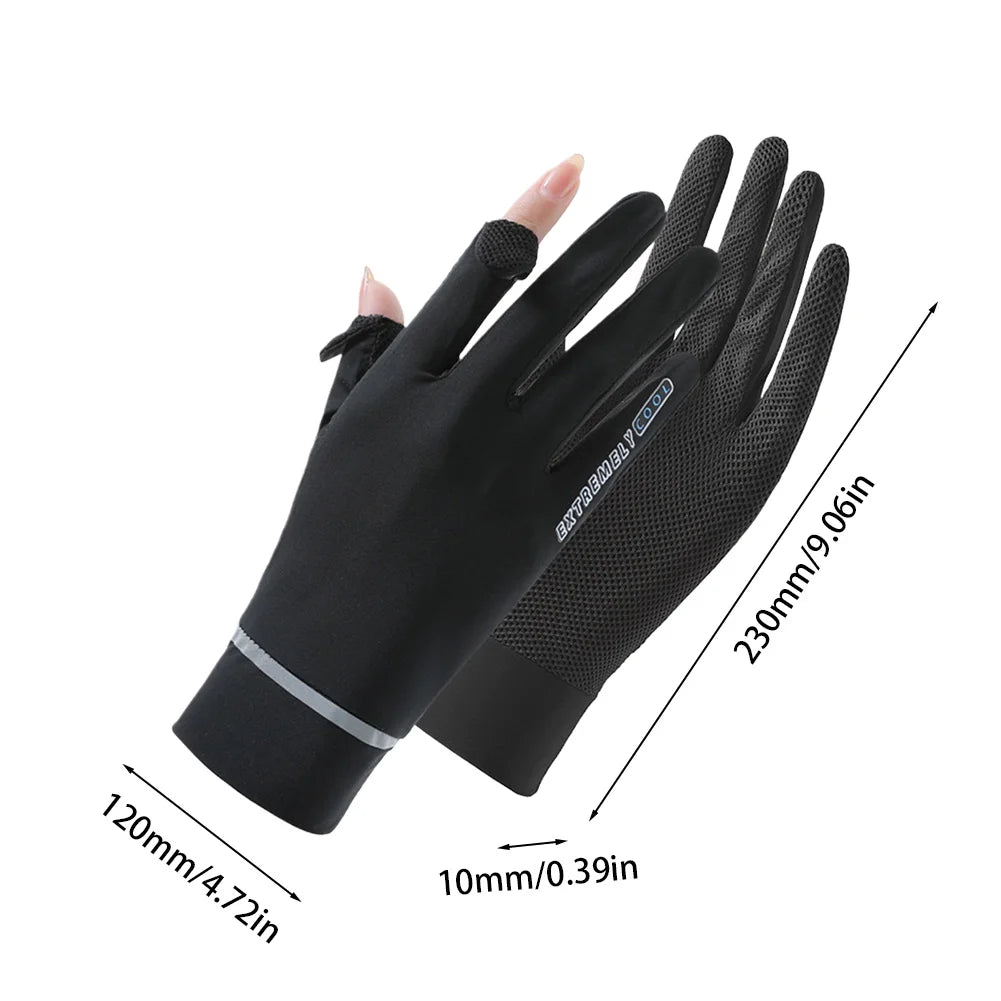 Lady Sunscreen Ice Silk Gloves Summer Sun Protection Gloves Thin Cycling Gloves for Golf Driving Riding Fishing Hiking for Women