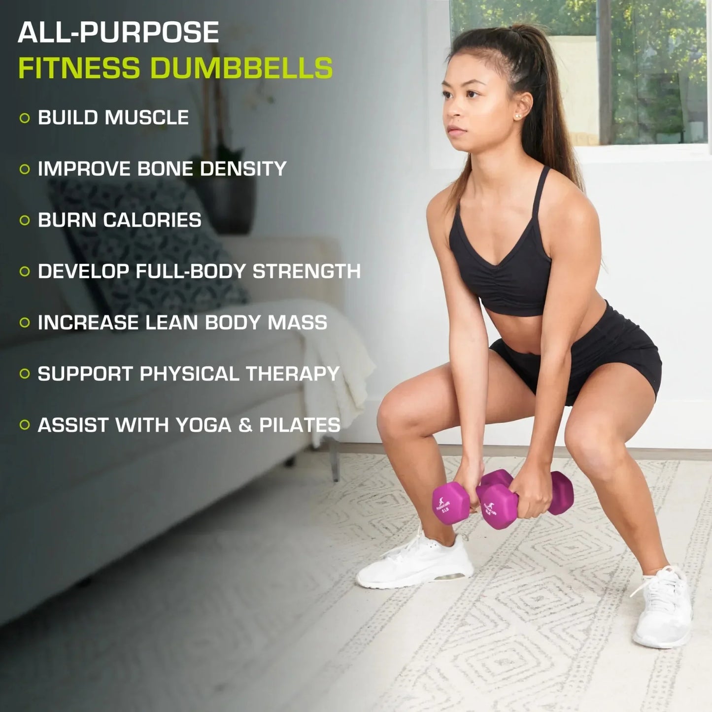Neoprene Coated Dumbbells - Set of 2 (5 lbs each), Dumbbell Set, Dumbbells, Hexagonal, Versatile