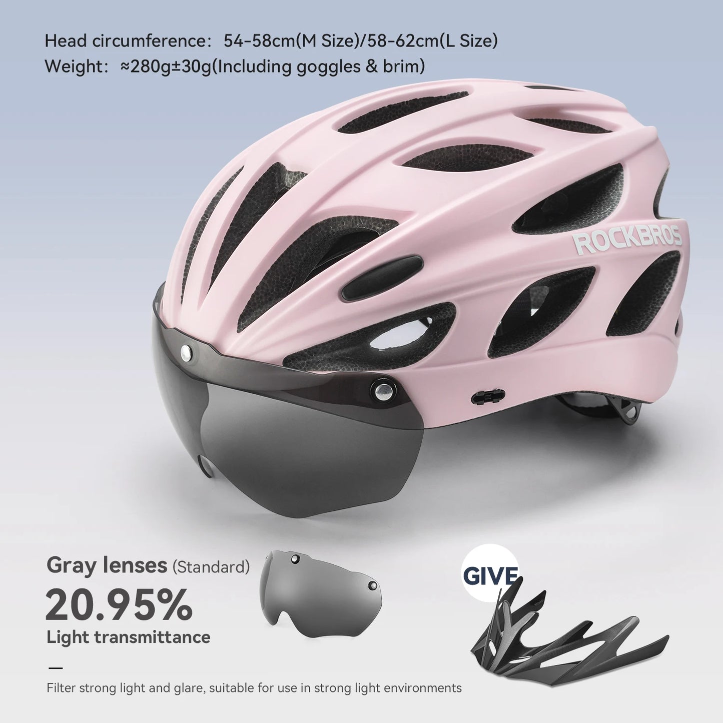 ROCKBROS Cycling Helmet Lightweight Integrated Helmet Head Protection Safety Helmet With Goggles Men Women MTB Road Bike Helmet