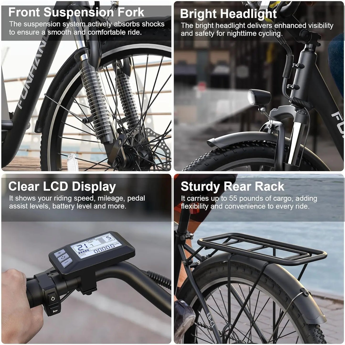 Electric Bike for Adults, 26" City Cruiser Ebike with 1000W Peak Motor, 21.7MPH 50 Miles Commuter Adult Electric, Customized