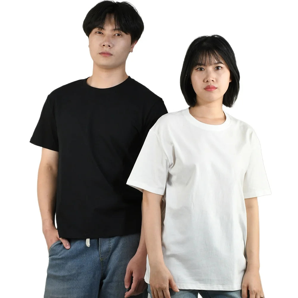 Men T-shirt High Qualtity Cotton Short Sleeved T Shirts O Neck Solid Color Tee Black White Breathable Clothing Tops
