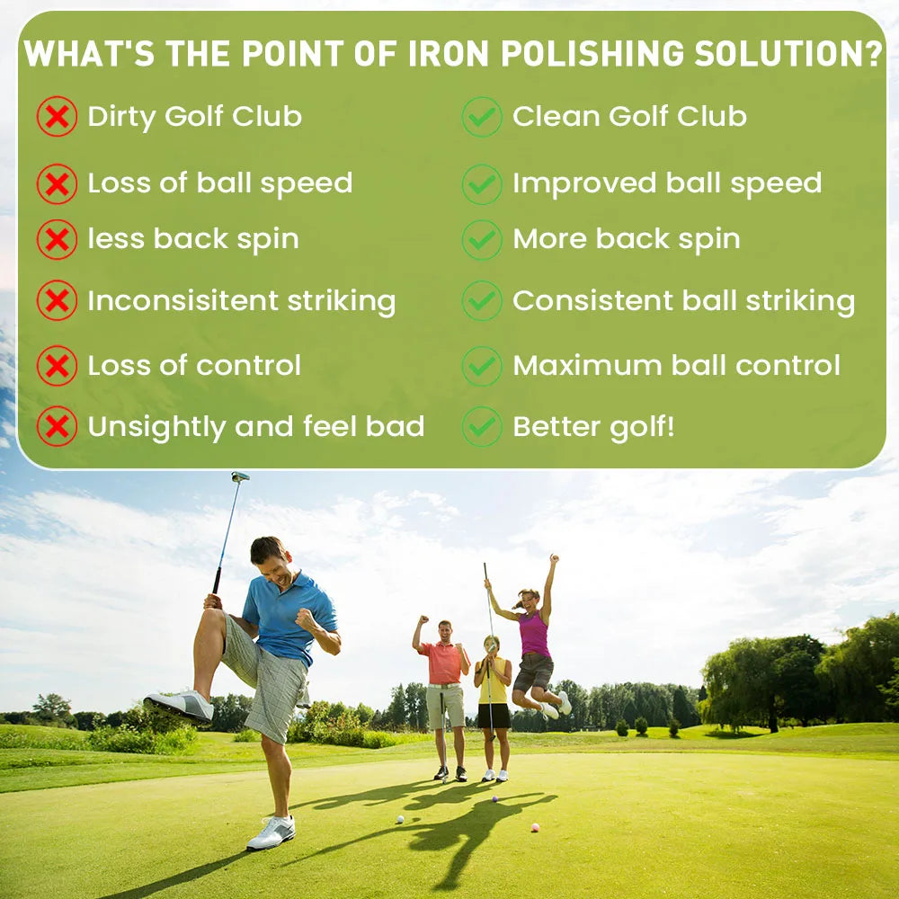 Golf Iron Polishing Kit Club Cleaner Polish Cleaning Solution Golf Club Care Set Golf Brush Cleaner Sponge Value Pack