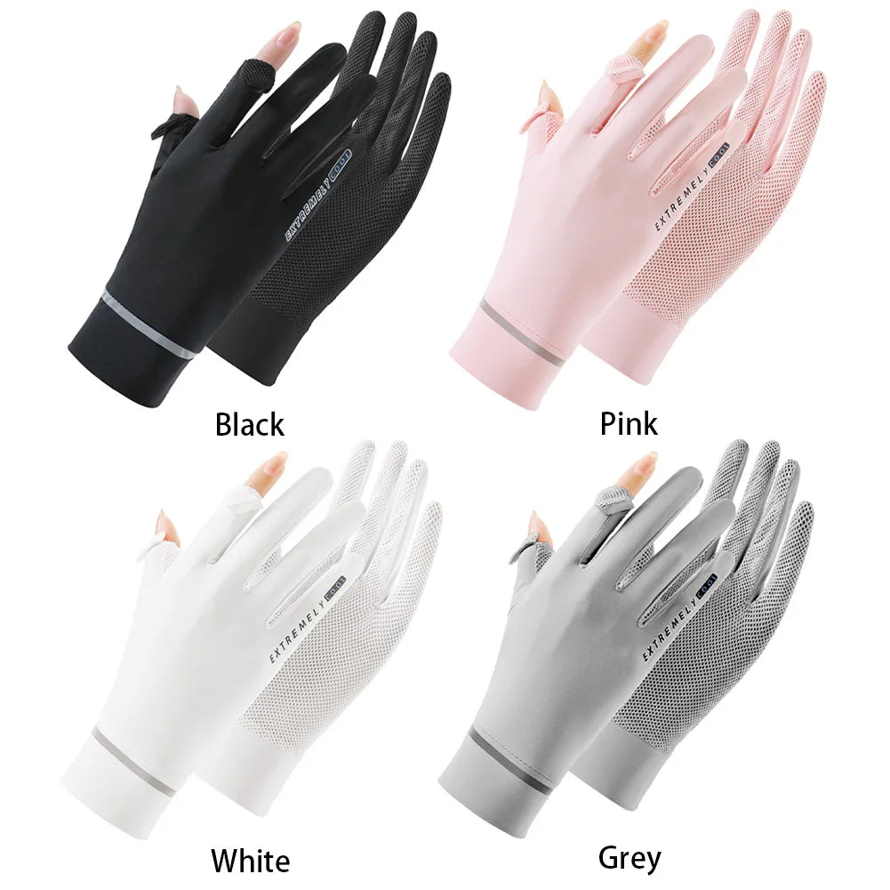 Lady Sunscreen Ice Silk Gloves Summer Sun Protection Gloves Thin Cycling Gloves for Golf Driving Riding Fishing Hiking for Women