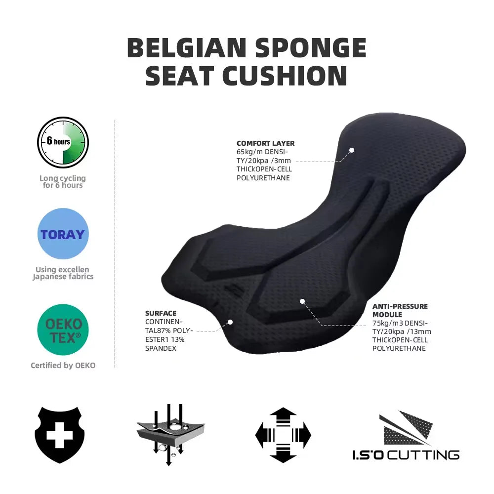 YKYWBIKE Men's Cycling Bib Shorts Interface Padded Bicycle Shorts MTB Pro Italy MITI Straps Road Bike Bib Pants Belgium