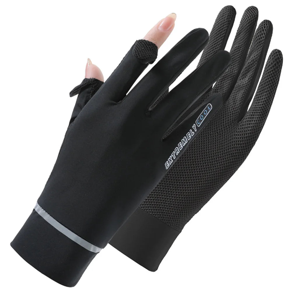 Lady Sunscreen Ice Silk Gloves Summer Sun Protection Gloves Thin Cycling Gloves for Golf Driving Riding Fishing Hiking for Women